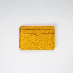 Porte-cartes minimaliste en cuir véritable jaune, fin, 4 pouces, sans fermeture, étui pour cartes de crédit - Product Image 5