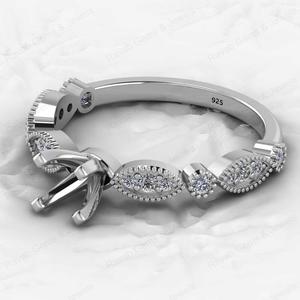 High Quality 925 Sterling Silver Half Eternity Semi Mount <b>Blank</b> Prong Setting <b>Ring</b> 5mm Zircon Gemstone Designer Custom Jewelry - Product Image 5