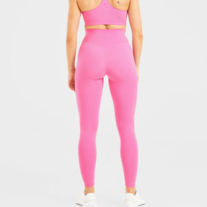 Dernier legging d'été personnalisé rose avec ceinture arrière en forme de V taille haute et vêtements de sport leggings de gym à la mode pour femmes - Product Image 5