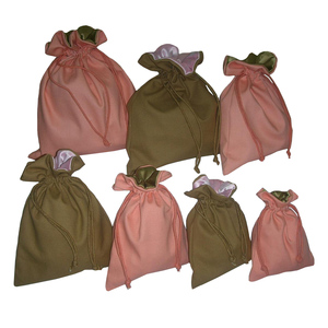 Sac pochette en toile de coton teint couleur pastel de 12 oz doublé de satin doux recyclable pour emballage cadeau écologique - Product Image 2