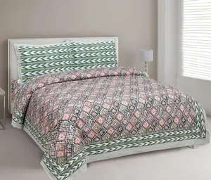Sábana doble King Size Floral con estampado de algodón puro, superventas, juego de cama con fundas de almohada, proveedor de fabricante de calidad - Product Image 1
