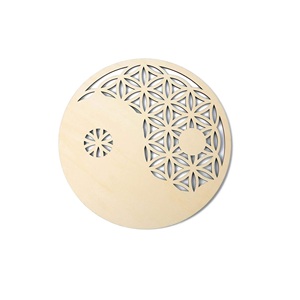Décoration murale en bois Graine de Vie 7 Chakras, géométrie sacrée artisanale en bois - Product Image 1