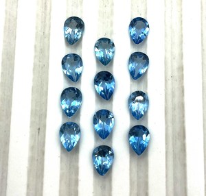 ลูกแพร์สวิสสีฟ้าบุษราคัมธรรมชาติตัดเป็นก้อนอัญมณีขนาด5*7-8*12มม. พลอยบุษราคัมสีฟ้าสวิสสำหรับทำเครื่องประดับที่ได้รับการรับรองจาก IGI - Product Image 4
