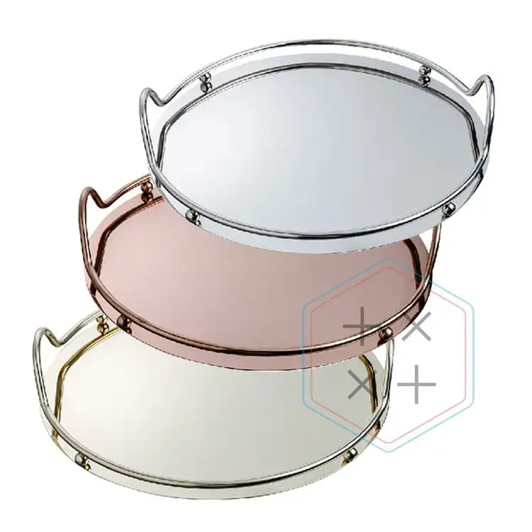 stainless steel decorative round tray for home decor