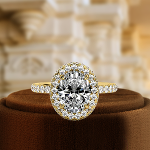 Anillo de Compromiso Clásico con Halo de Corte Ovalado de 1 Quilate D/VS2, Cultivado en Laboratorio, Certificado por IGI, Oro Sólido de 14K, Engaste de Puntas, Regalo de Boda - Product Image 1