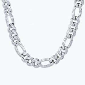 Chaîne cubaine à maillons infinis cloutés pour homme, style Hip Hop, avec diamants VVS et argent sterling 925 plaqué or, taille brillant rond - Product Image 3