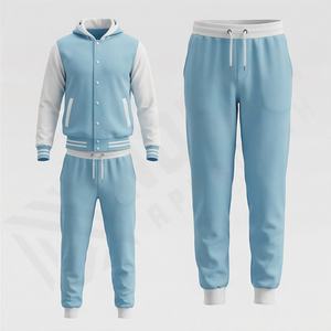 Ensemble survêtement tendance avec logo personnalisé pour homme, style rétro baseball, veste à capuche et pantalon de survêtement, dernière mode, tenue deux pièces - Product Image 1