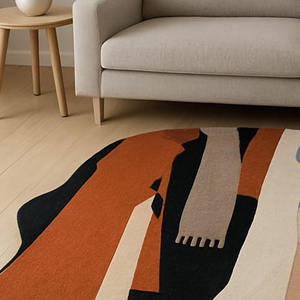 พรมขนสัตว์แฮนด์เมดแนวศิลปะสมัยใหม่พรมคนแนวนามธรรมรูปทรงแปลกๆสำหรับห้องนั่งเล่นและห้องนอนของขวัญวันคริสต์มาสปีใหม่ - Product Image 6