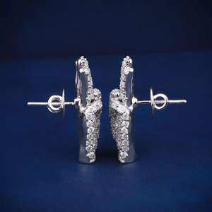 Boucles d'oreilles hip hop de style unique en diamant coupe ronde pour unisexe - Product Image 2