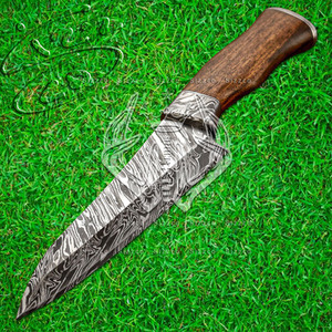 Hoja de acero de Damasco personalizada rara, cuchillo de Chef de cocina profesional, mango de madera Burl, Funda de cuero, artículo de venta mejor calificado - Product Image 1