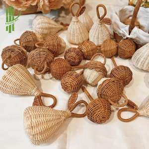 Juguetes de dados de bambú natural con asas, patrón artesanal, juguetes artesanales para bebés - Product Image 3