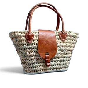 Sac fourre-tout marocain en raphia tressé pour femme, imperméable, avec logo personnalisé, fermeture éclair, deux poignées, pour le quotidien, les voyages et les affaires, qualité supérieure - Product Image 1