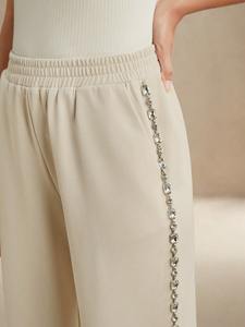 Pantalones Deportivos de Felpa con Pedrería para Mujer, Algodón, Estilo Francés, Corte Holgado, Moda Urbana, Proveedor de Fábrica OEM - Product Image 5