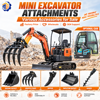 Accessoires pour mini-pelles : Tarière, Dents de godet, Grappin à bois, Attache rapide, Râteau, Pièces de machines de construction