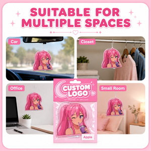 <span class=keywords><strong>D</strong></span>ésodorisant de voiture anime personnalisé en forme de fille mignonne rose, feuille parfumée suspendue pour <span class=keywords><strong>d</strong></span>écoration de voiture, cadeaux promotionnels en gros - Product Image 5