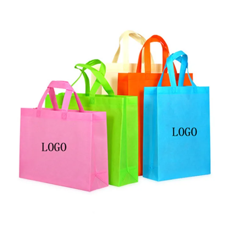 Eco friendly recycled RPET Nonwoven NWPP customized printing logo tote shopping bags for supermarket