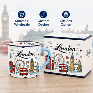 Tazas de Cerámica de 11 oz con Diseño de Big Ben, Londres, Reino Unido, Souvenir, Taza de Café de Cerámica para Camping con Borde Personalizado, OEM, ODM, Venta al Por Mayor - Product Image 1