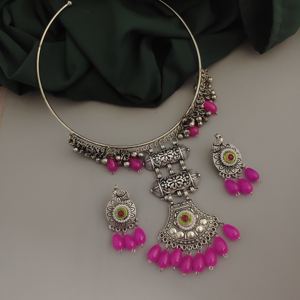 Perles de verre oxydé Hasli Collier et boucles d'oreilles ensemble de haute qualité, meilleur vendeur direct du fournisseur indien - Product Image 3