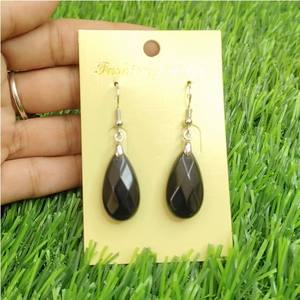 ชุดต่างหูหินออบซิเดียนสีดำธรรมชาติทำด้วยมือชุดต่างหูแฟชั่นประดับเพชรด้วยคริสตัลพลอยประเภทอาเกต - Product Image 2