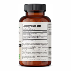 Cápsulas de Extracto de Raíz de Ashwagandha de Marca Propia, 500 mg, Suplemento Vegano Orgánico para el Cuidado de la Salud, Cápsulas de Ashwagandha para el Alivio del Estrés - Product Image 4