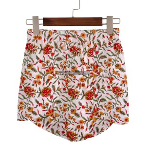 Custom Summer Wrap Shorts Elastic Waist Loose Women Hand Block Printed Cotton Wrap Shorts Custom Handmade Wrap Shorts Pants - Product Image 2