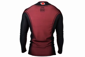 Rash Guard BJJ tela personalizada diseño libre manga larga poliéster liso al por mayor Unisex transferencia de calor personalizado OEM Anti-UV UPF50 - Product Image 3