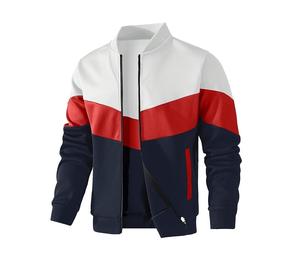 Blouson aviateur personnalisé pour hommes manteau universitaire coupe-vent à blocs de couleurs veste de sport décontractée à fermeture éclair veste de couleurs contrastées pour hommes - Product Image 1