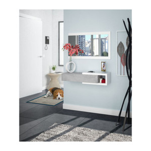 Kit d'entrée 1 tiroir + miroir Noon Bianco/Cemento - Product Image 1