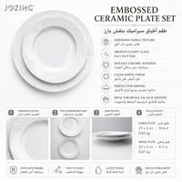 Assiette en céramique blanche gaufrée motif rose, prix d'usine, plat de service floral en porcelaine pour dîner et salade, idéal pour hôtels et restaurants