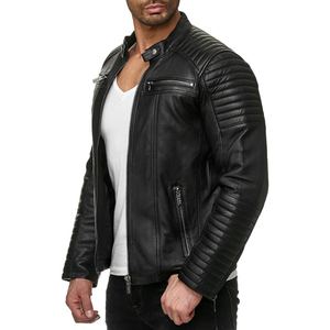 Chaqueta de hombre de piel de oveja suave, diseño elegante, estilo motero, moda moderna, ropa de abrigo informal para invierno - Product Image 5