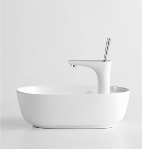 Robinet de lavabo moderne en laiton blanc personnalisé, à commande double chaud/froid, à levier, pour meuble sous-évier, avec valve en céramique, pour salon et chambre à coucher - Product Image 4