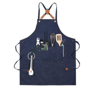 Heavy Duty Café Barista Chef Restaurant Hommes En Cuir Jardin BBQ Griller Denim Barber Toile Tabliers De Travail avec Poches À Outils - Product Image 4