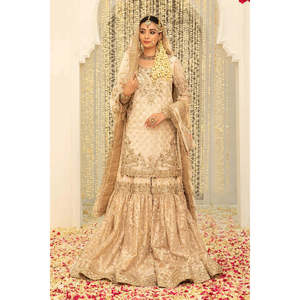 Colección Maria B. Baad-E-Saba Vol.6 Ivory Gold MC-047 y TC-549 Tela Satén - Product Image 1