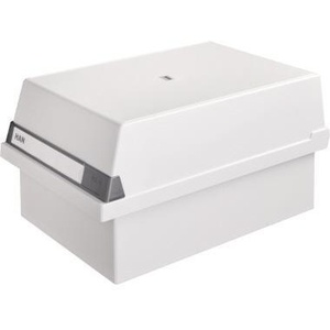 Caja Archivadora de Tarjetas HAN 23.4x18x36cm DIN A5 Horizontal 1300 Tarjetas Poliestireno Gris Claro con 2 Placas de Soporte - Product Image 1