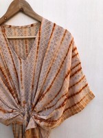 Robe kaftan en soie crêpe tie-dye pour femmes, robe maxi bohème recyclée, marché de gros au meilleur prix