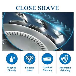 2 cabezales de afeitadora plateados extraíbles de triple cuchilla, compatibles con afeitadoras eléctricas, fuente de alimentación USB, para uso facial, afeitadora rotatoria, lavable - Product Image 2