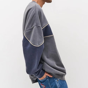 Sweat-shirts à capuche décontractés unisexes personnalisés en molleton à manches longues, lavés, en coton, patchwork, brodés, nouveaux produits d'automne - Product Image 3
