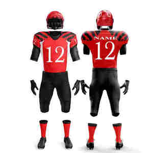 Ensemble d'uniformes de football courts 100 % polyester de haute qualité, respirant, avec impression par transfert thermique, noms d'équipe personnalisés (tailles plus grandes disponibles) - Product Image 1