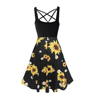 Vestido Midi Elegante de Verano para Mujer, Satinado, Corte en A, Cuello en V, Manga Corta, Estampado Floral Digital, Ecológico, Antiarrugas, con Dobladillo Cruzado, Estilo Vintage