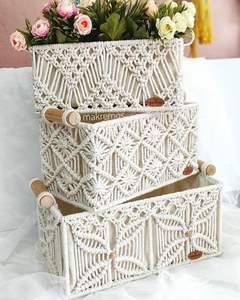 <b>White</b> Macrame <b>Storage</b> <b>Basket</b> for Bedroom Nursery Living Room Home Decor and Interior Styling - Product Image 3