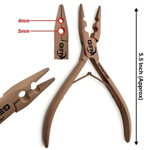 Pince professionnelle à 2 trous en acier inoxydable durable et réutilisable pour l'installation de micro-anneaux et nano-anneaux d'extensions capillaires, pour usage commercial - Product Image 1