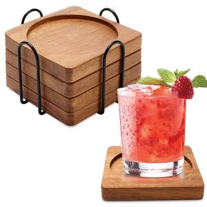 Stylish Compact Wooden Coaster Design For Small Coffee <b>Tables</b> <b>Saving</b> <b>Space</b> With Smart Storage Idea Today Always Here - Product Image 1