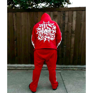 Chándal acampanado con diseño personalizado, pantalones de chándal acampanados de alta calidad, Sudadera con capucha Unisex en blanco y conjunto de Jogger apilado para hombre - Product Image 2