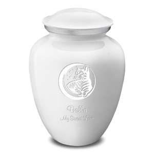 Hot Selling Memorial Pet Cremation Urn White Enamel Finish Dog Bone And Paw Print Medium Size Animal Cremation <b>Funeral</b> <b>Supplies</b> - Product Image 3