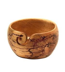 Bols de stockage de fil en bois Lichtenberg bois fracturation grand bol de fil pour tricoter bol de fil avec crochet - Product Image 5