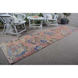 2.5x9.9 ft Turkish Rug, Vintage <b>Runner</b> Rug, <b>Red</b> Blue Polka dot Wool Rug - Product Image 5