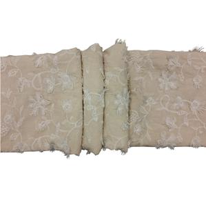 Excellent Quality Woven <b>White</b> Cotton 3D Applique Floral Embroidered Fabric <b>for</b> <b>Girls</b> <b>Dresses</b> & Gowns Available Wholesale Supply - Product Image 4