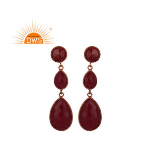 Pendientes colgantes de piedras preciosas de rubí natural de plata de ley de último diseño, fabricante de joyas - Product Image 1