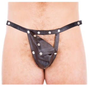 Jockstrap en cuir à double boucle, noir, simili cuir, taille unique, sous-vêtements fétichistes - Product Image 4