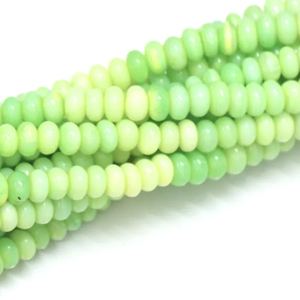 Hermosas cuentas lisas en forma de rondel con tonos de ópalo verde lima, cuentas de piedra preciosa de ópalo verde de 7-10 mm, cuentas de ópalo liso de calidad AAA - Product Image 6